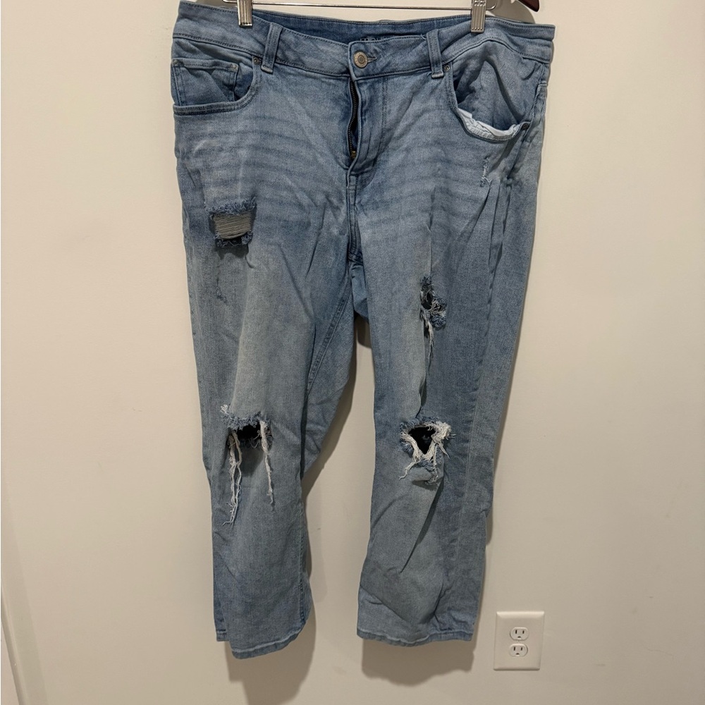 Maurices Light Blue Distressed Boyfriend Jeans